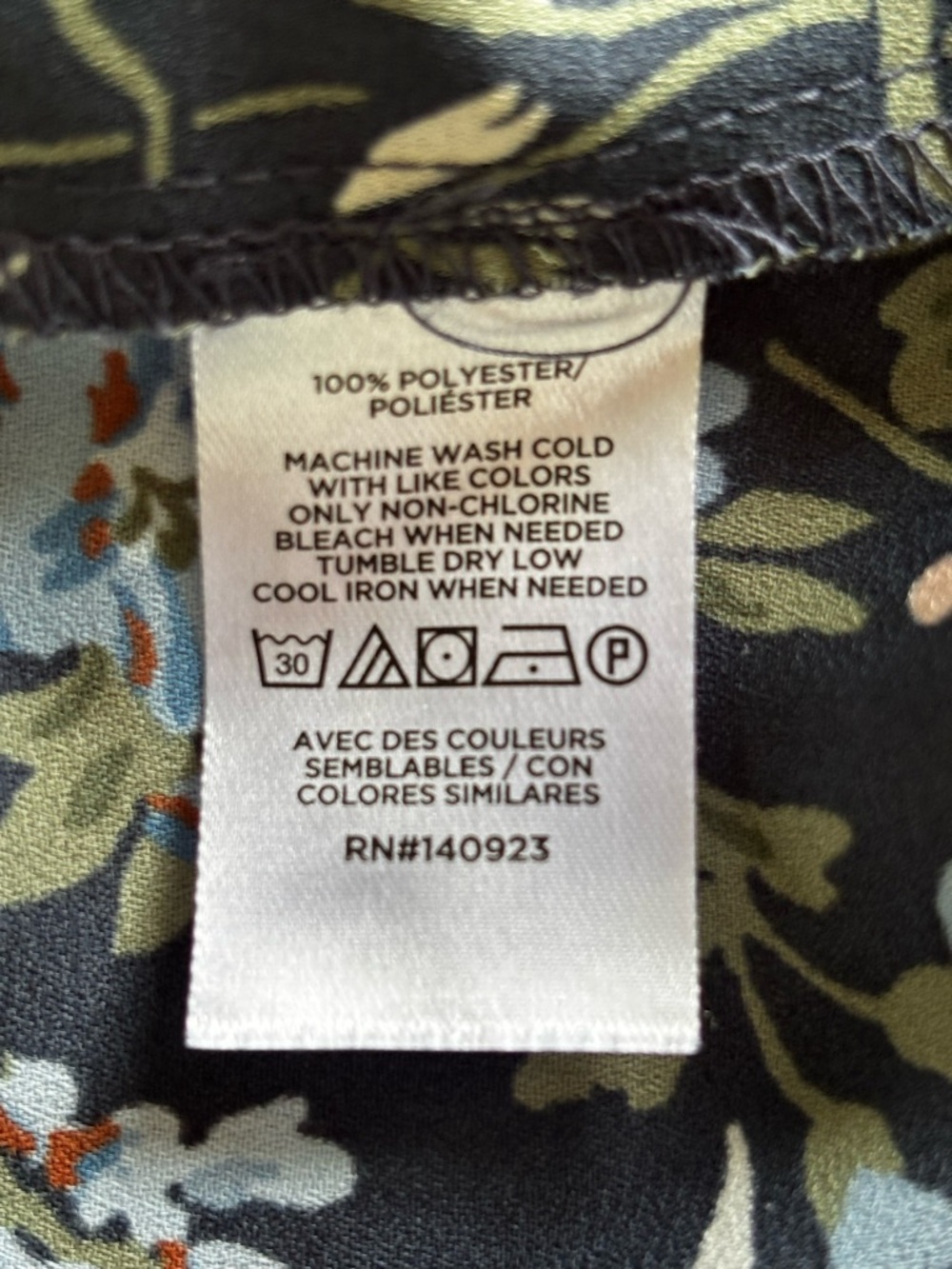 LOFT Navy Floral Button Down Cap Sleeve Blouse - Picture 6 of 6